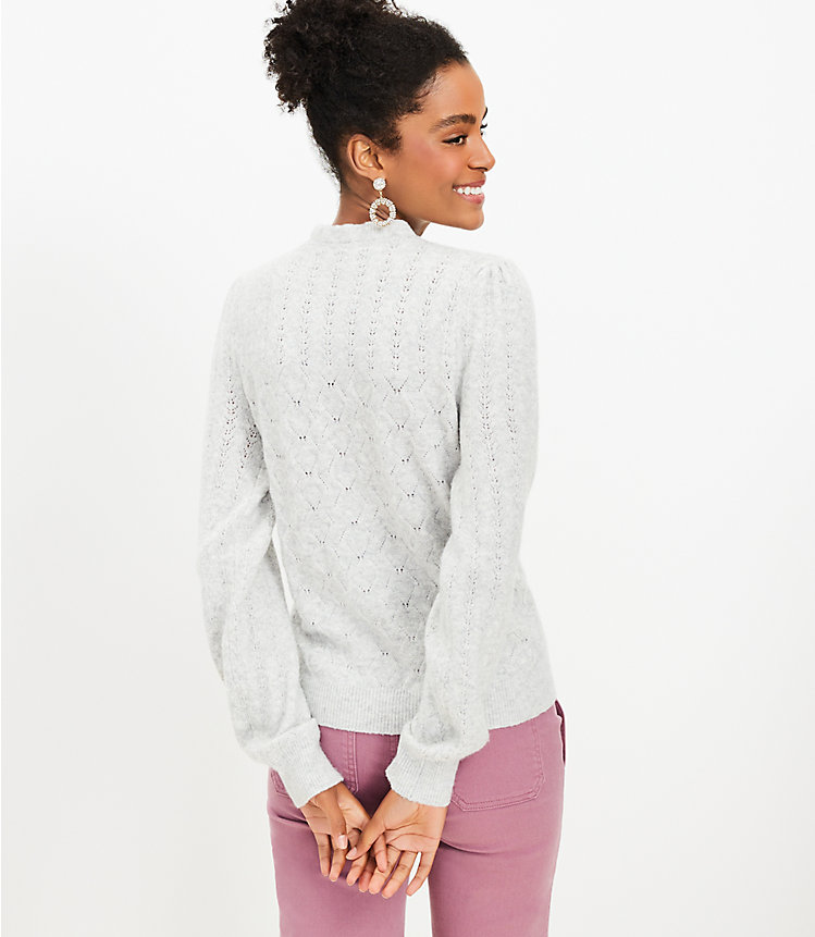 Petite Pointelle Ruffle Neck Sweater image number 2