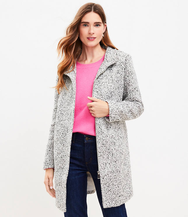 Boucle Funnel Neck Coat