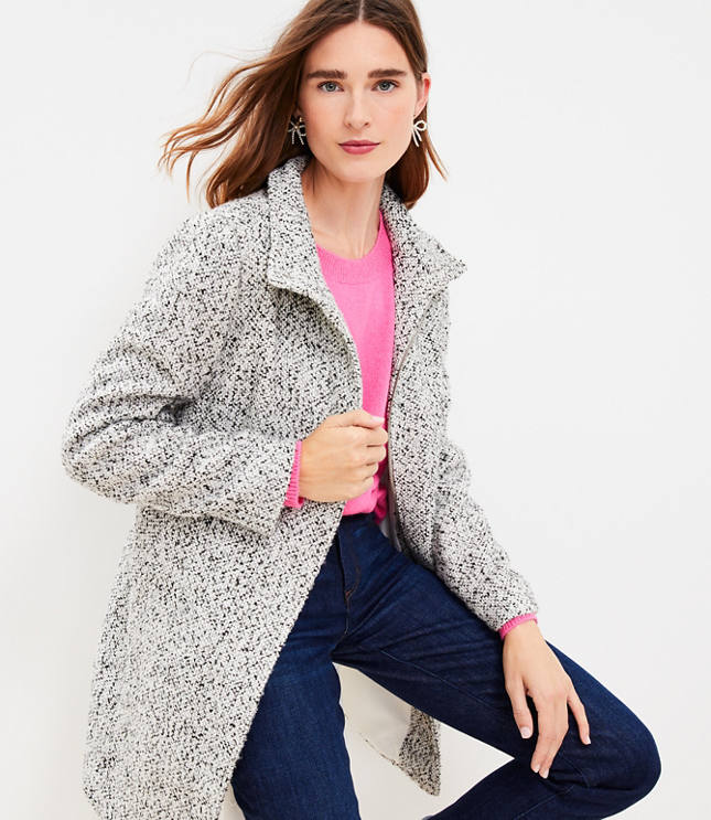 Boucle Funnel Neck Coat