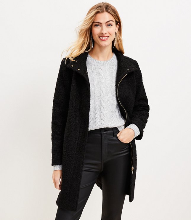 Curly Funnel Neck Coat
