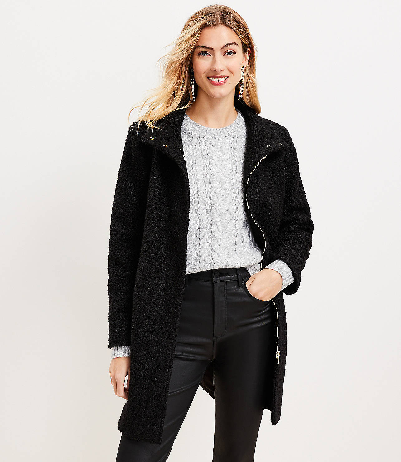 Curly Funnel Neck Coat