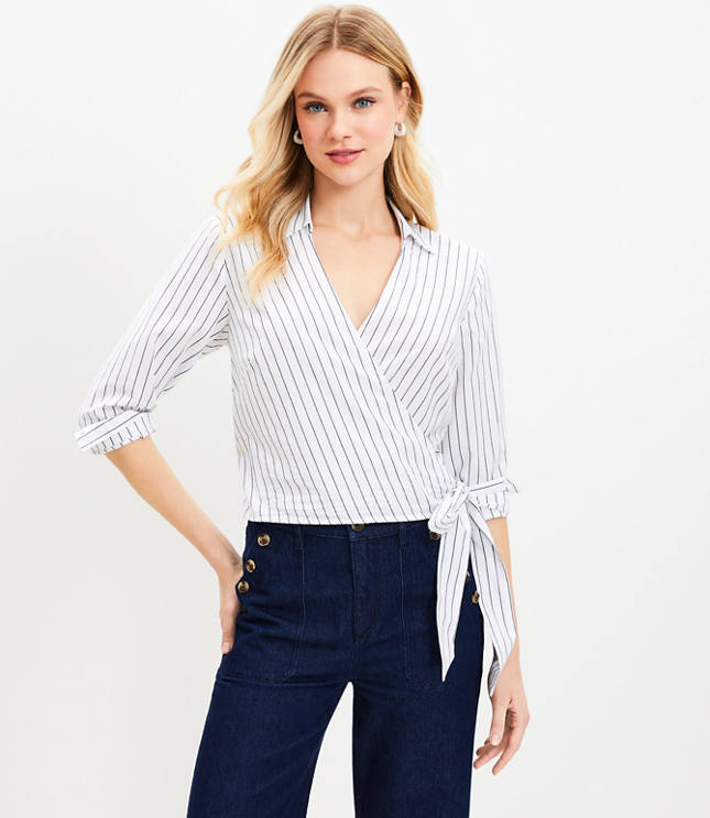 Petite Striped Everyday Wrap Shirt