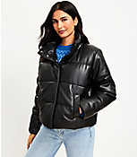 Petite Faux Leather Puffer Jacket carousel Product Image 1