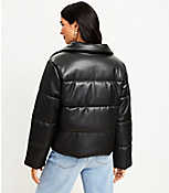Petite Faux Leather Puffer Jacket carousel Product Image 3