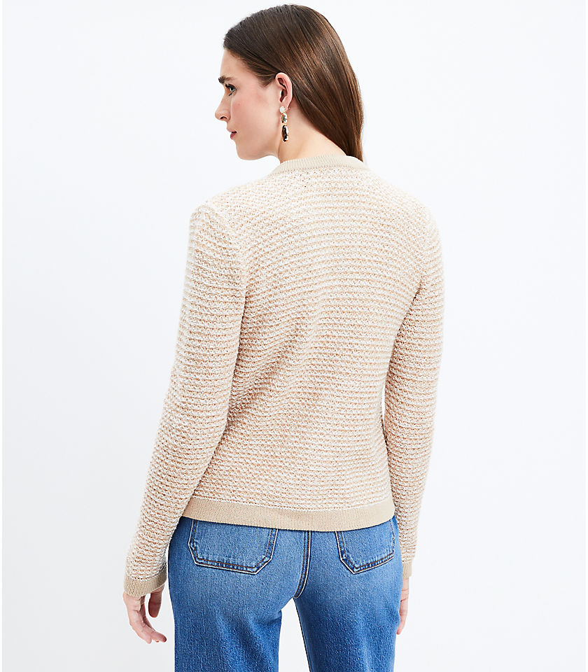Petite Textured Tweed Open Sweater Jacket