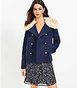 Petite Faux Fur Collar Doublecloth Jacket carousel Product Image 1