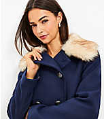 Petite Faux Fur Collar Doublecloth Jacket carousel Product Image 2