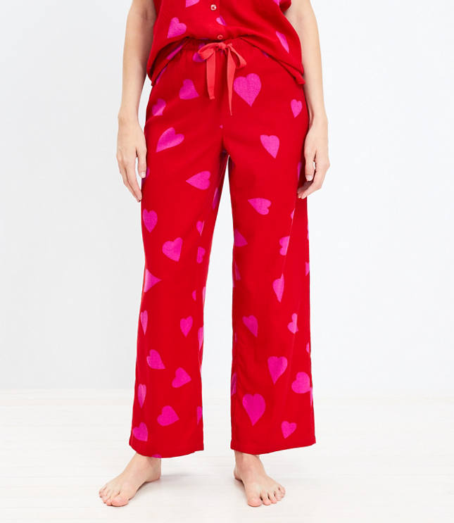 Betimoda Red Heart Women's Fleece Pajama Bottoms Winter Elastic