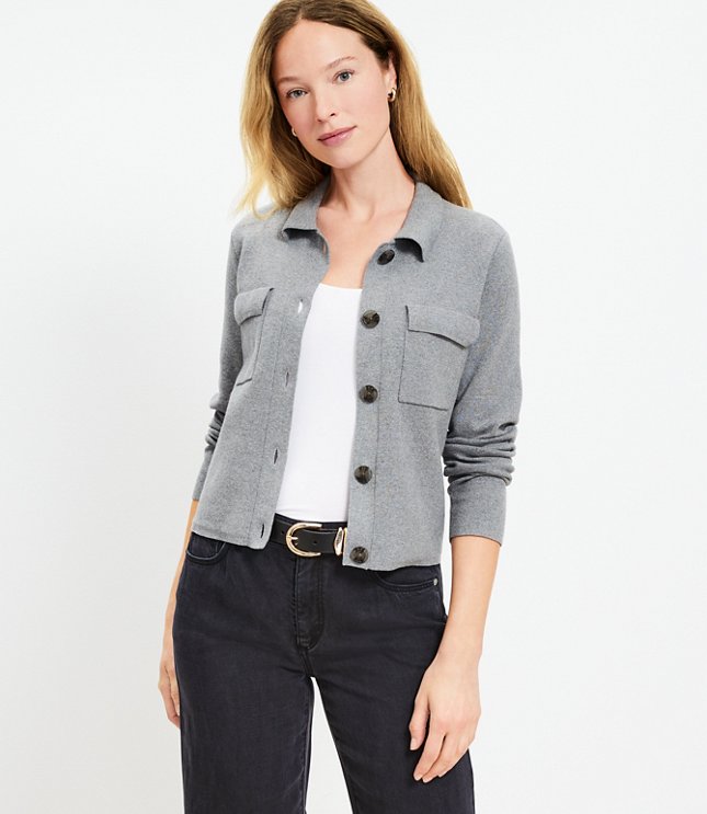 Collared Pocket Sweater Jacket