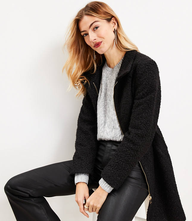 Petite black funnel neck on sale coat