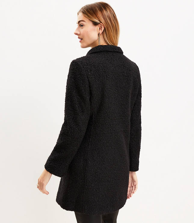 Petite black funnel sales neck coat