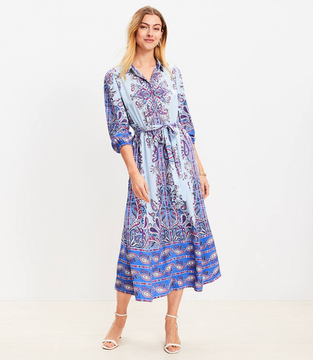 LOFT Plus Floral Puff Sleeve Pocket Midi Dress