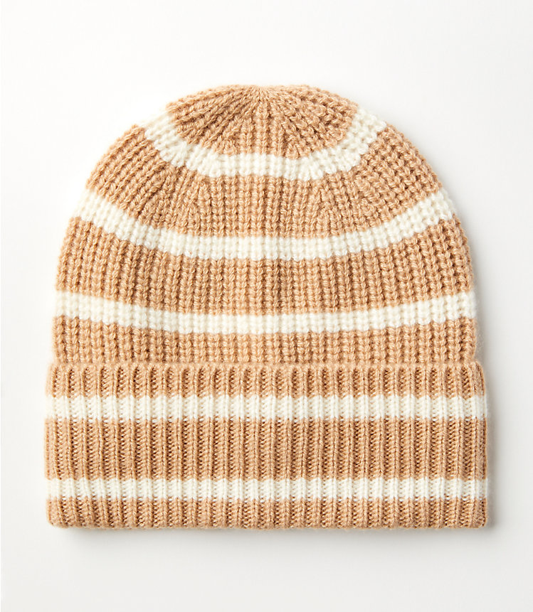 Stripe Ribbed Cashmere Beanie image number null