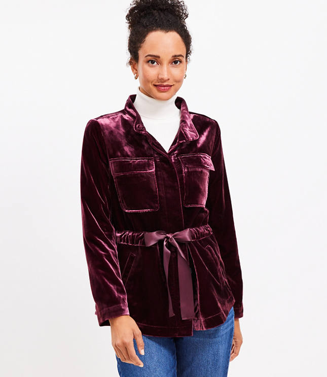 Petite Velvet Utility Jacket