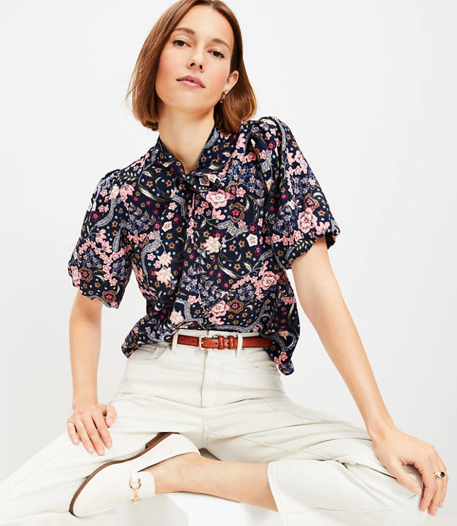 Bloom Twist Bubble Sleeve Blouse