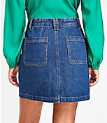 Patch Pocket Denim Skirt in Dark Indigo Wash carousel Product Image 4