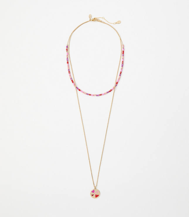 Glitzy Layered Necklace - Rose Magenta