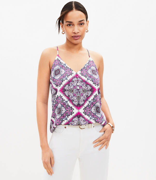 Geo Covered Button Strappy Cami