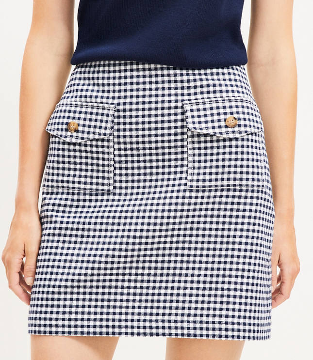 Dotted Button Trim Linen Blend Skirt