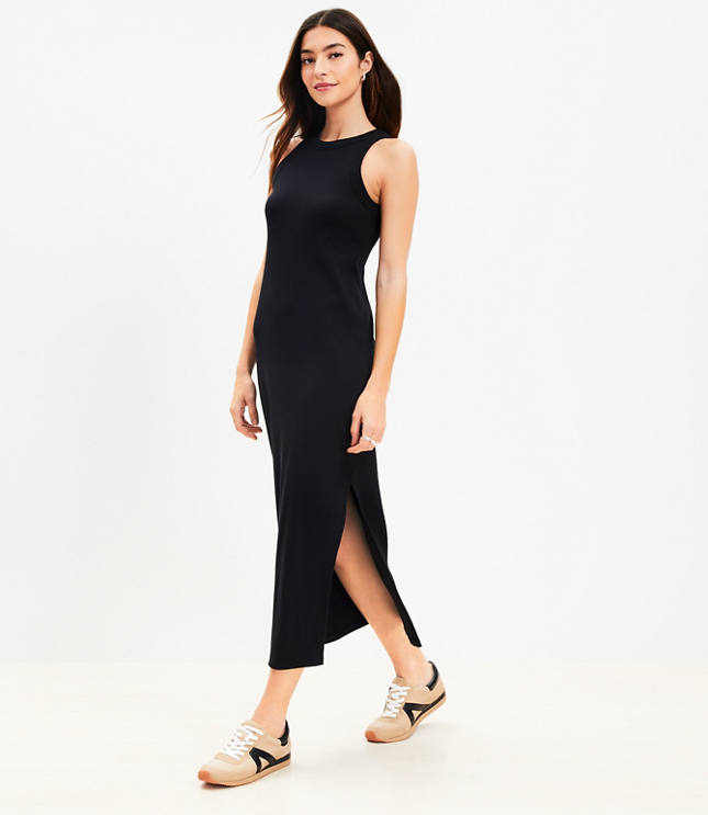 LOFT Beach Strapless Mixed Media Pocket Midi Dress