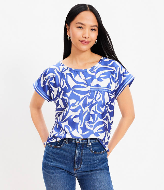 Abstract Swirl Satin Pocket Tee