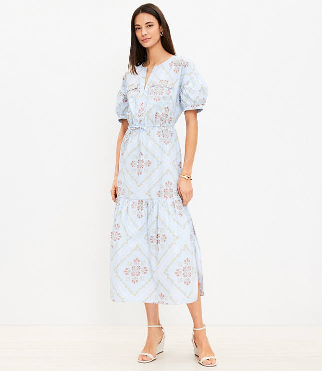 Tuilerie Balloon Sleeve Pocket Midi Dress