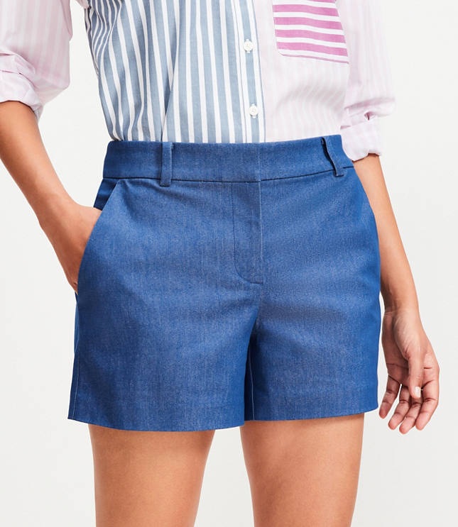 Loft Petite Curvy Riviera Shorts in Refined Denim