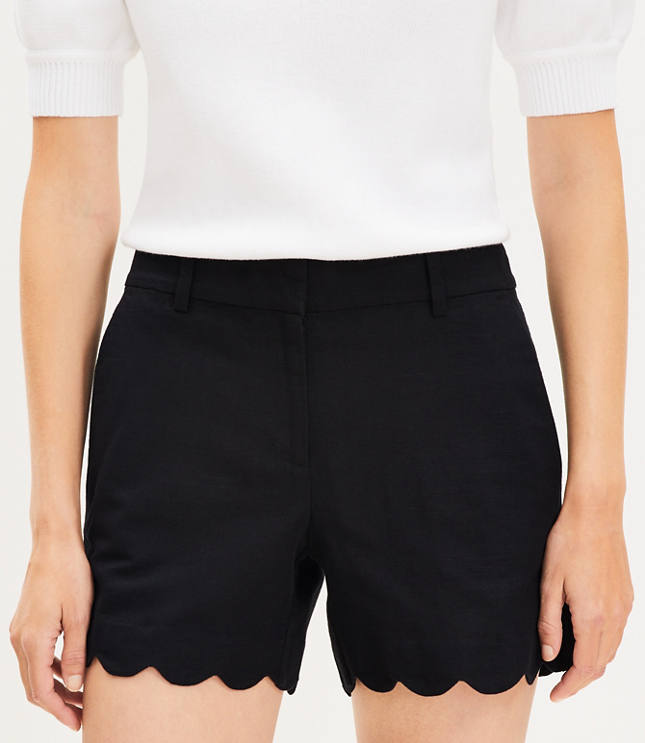 Riviera Shorts in Scalloped Linen Cotton