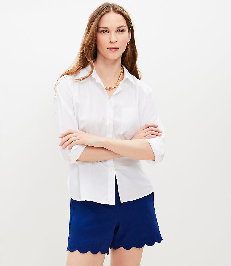 Riviera Shorts in Scalloped Linen Cotton image number 0