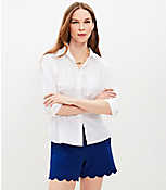 Riviera Shorts in Scalloped Linen Cotton carousel Product Image 1
