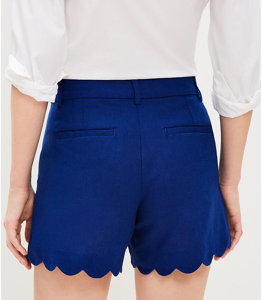 Riviera Shorts in Scalloped Linen Cotton