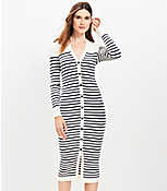 Striped V-Neck Cardigan Midi Dress carousel Product Image 1