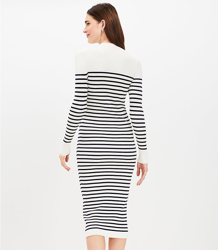 Striped V-Neck Cardigan Midi Dress image number 2