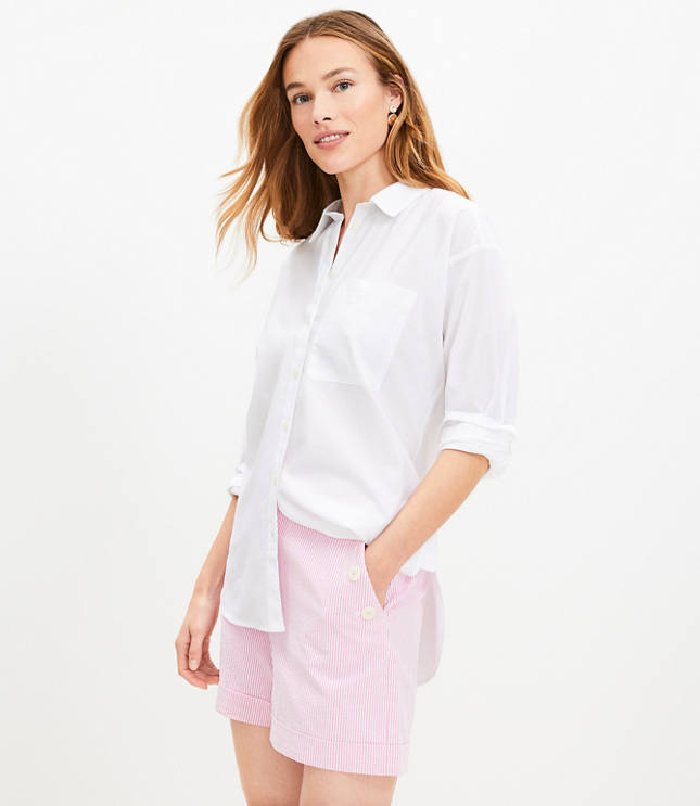 Petite Pleated Bermuda Shorts in Poplin