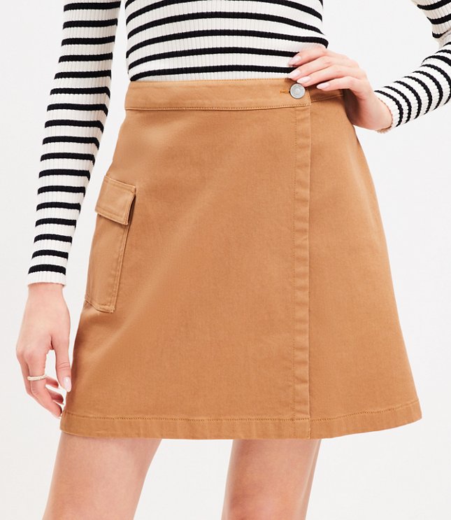 Petite Twill Cargo Wrap Skirt