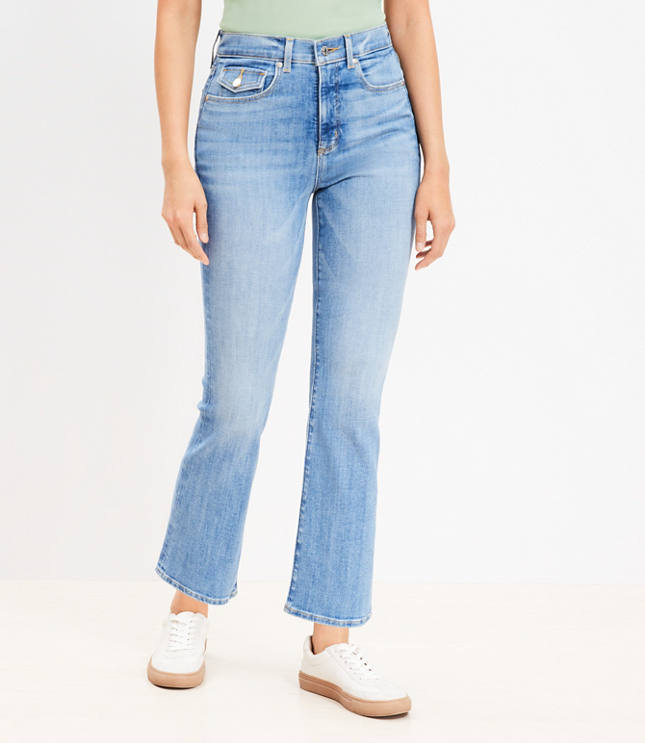 Curvy Flap Coin Pocket High Rise Kick Crop Jeans in Luxe Medium Wash