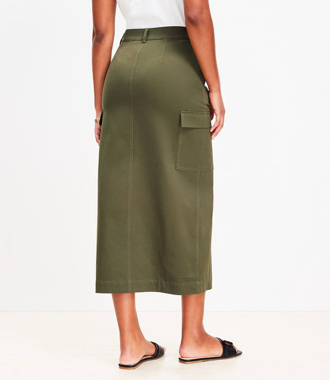 Petite Twill Cargo Midi Skirt