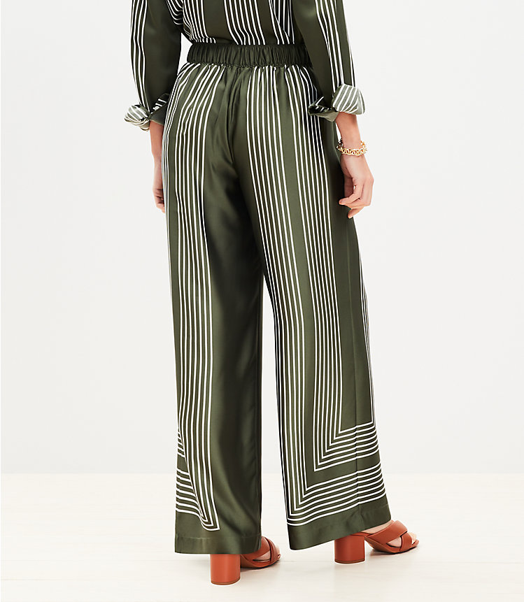 Petite Fluid Pull On Wide Leg Pants in Striped Twill image number 2