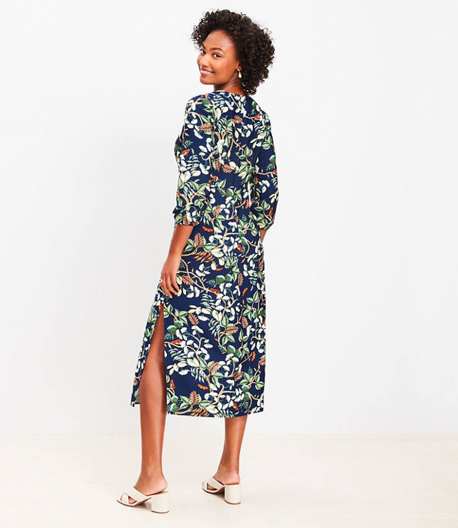 Leafed Tie Front Midi Dress