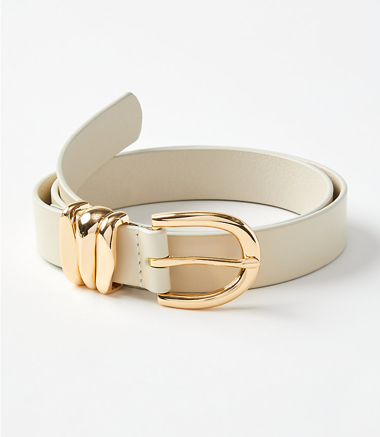Molded Buckle Leather Belt image number null