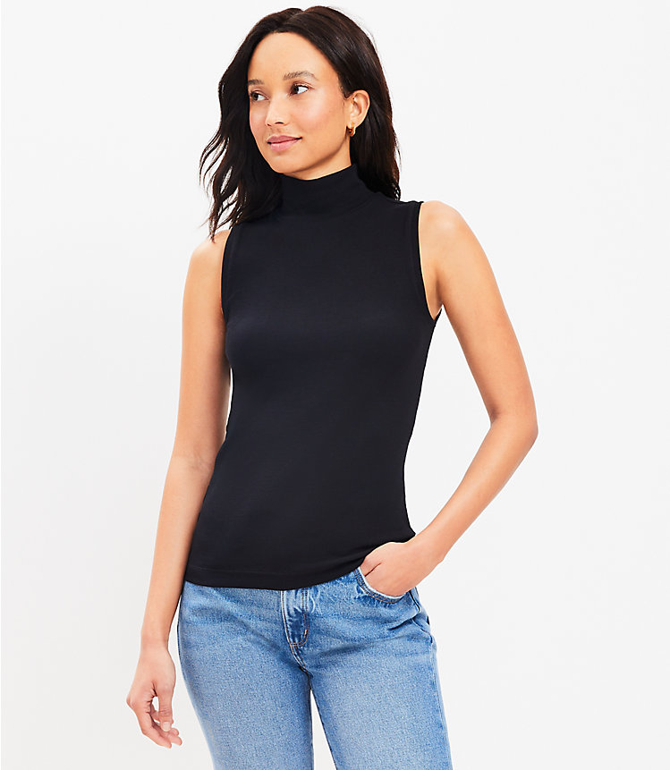 Perfect Ribbed Mock Neck Tank Top image number null