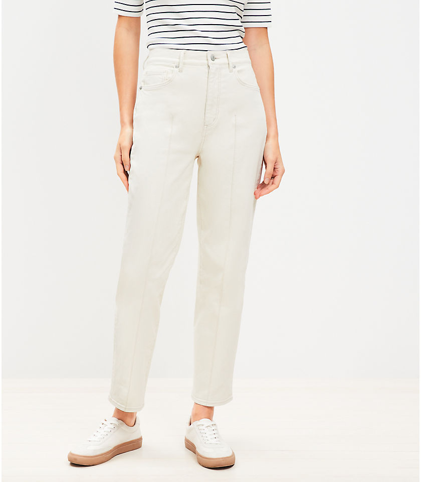 Tall Pintucked High Rise Straight Jeans in Popcorn