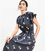 Daffodil Linen Blend Smocked Flutter Sleeve Midi Dress carousel Product Image 2