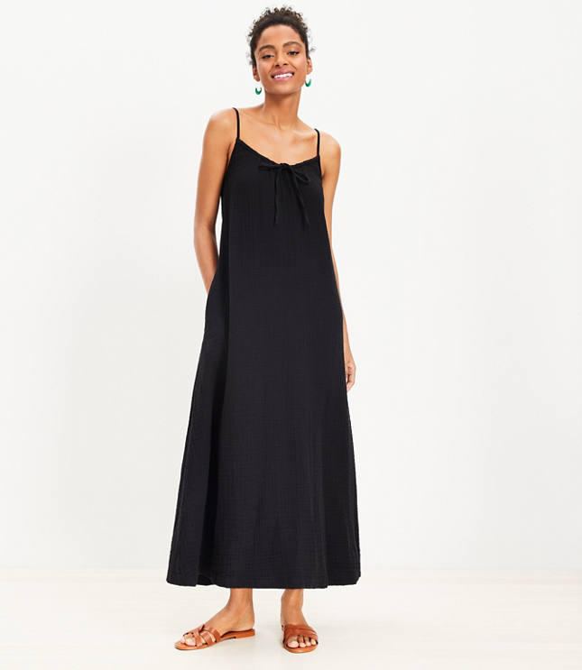 LOFT Beach Triple Cloth Tie Neck Cami Maxi Dress