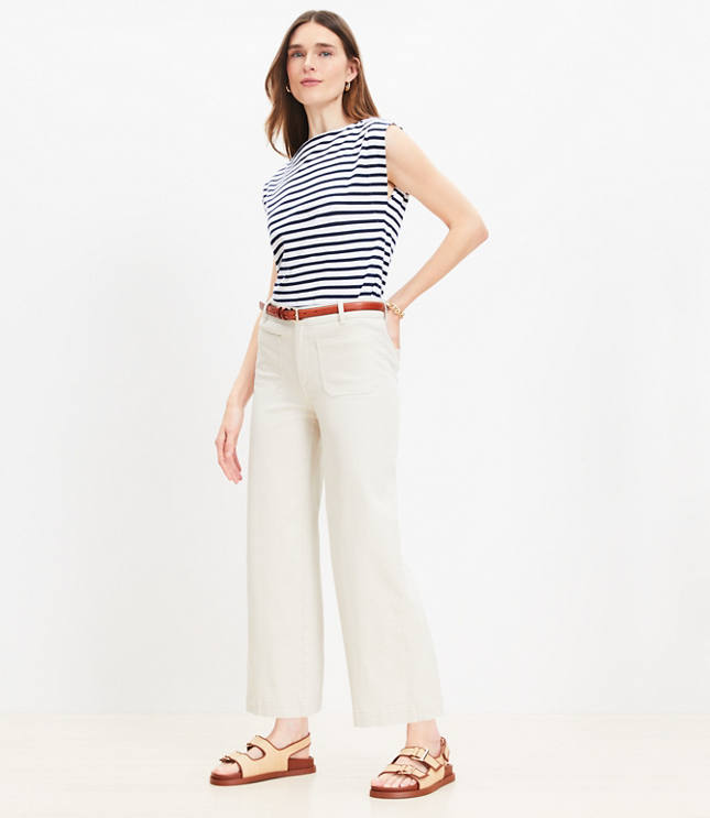 Palmer Wide Leg Crop Pants in Twill