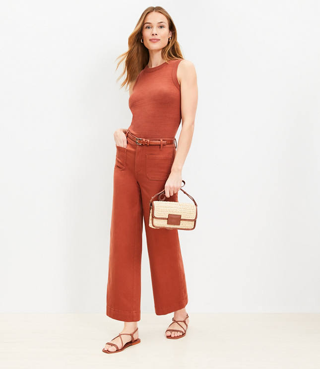 Palmer Wide Leg Crop Pants in Twill