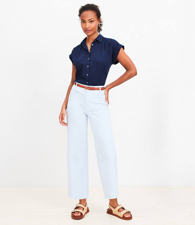 Palmer Wide Leg Crop Pants in Stripe