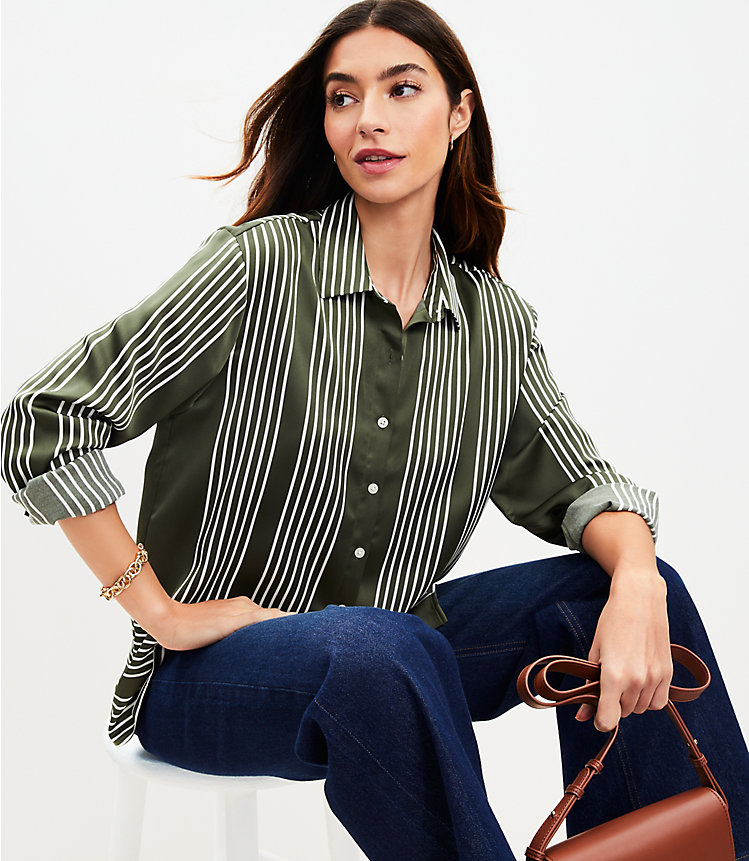 Petite Geo Twill Relaxed Shirt image number 1