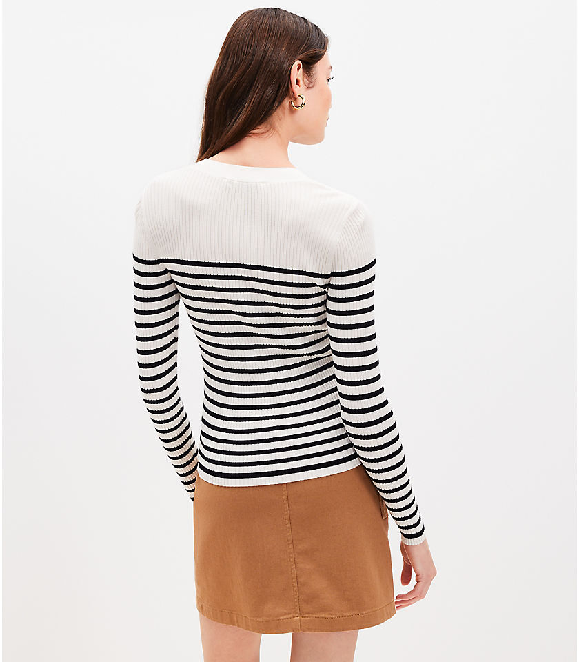 Petite Striped Henley Sweater