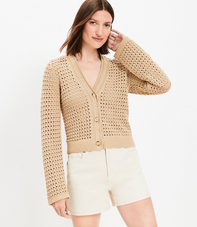 Petite Striped V-Neck Pocket Cardigan